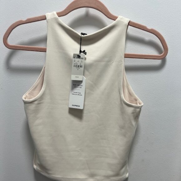 Express Body Contour High Compression High Neck Cropped Tank Swan Color - Picture 3 of 3